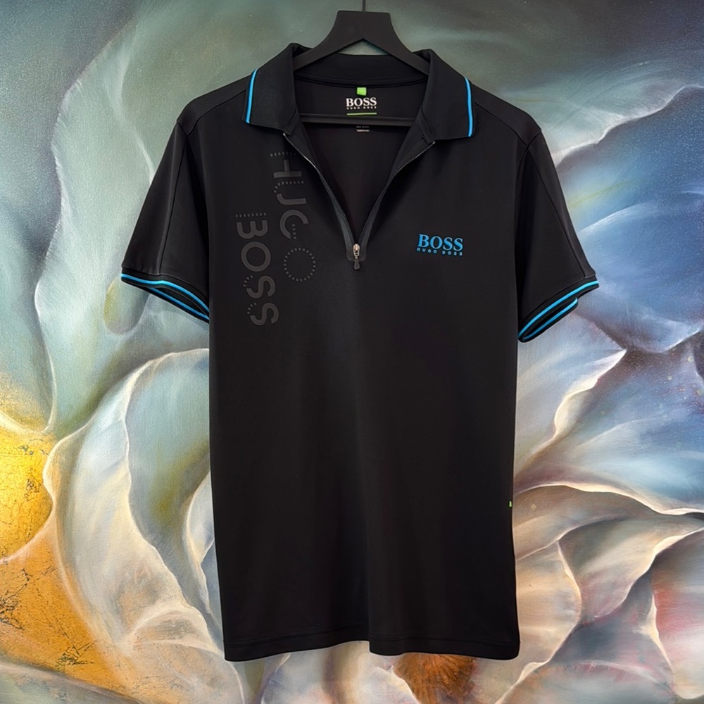Hugo Boss Black and Blue Polo Shirt with Sporty Elegance